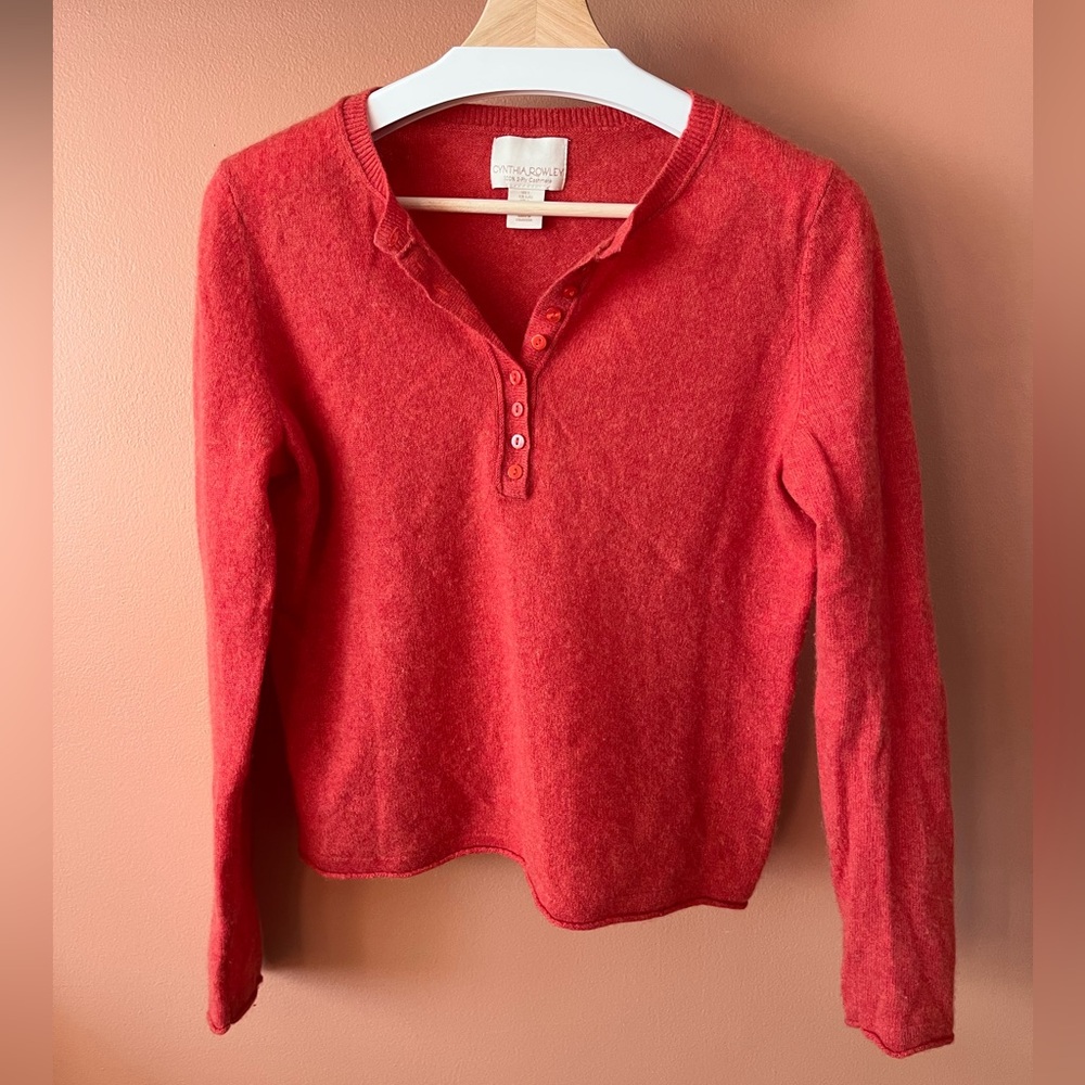 Cashmere Button-Up Sweater Top